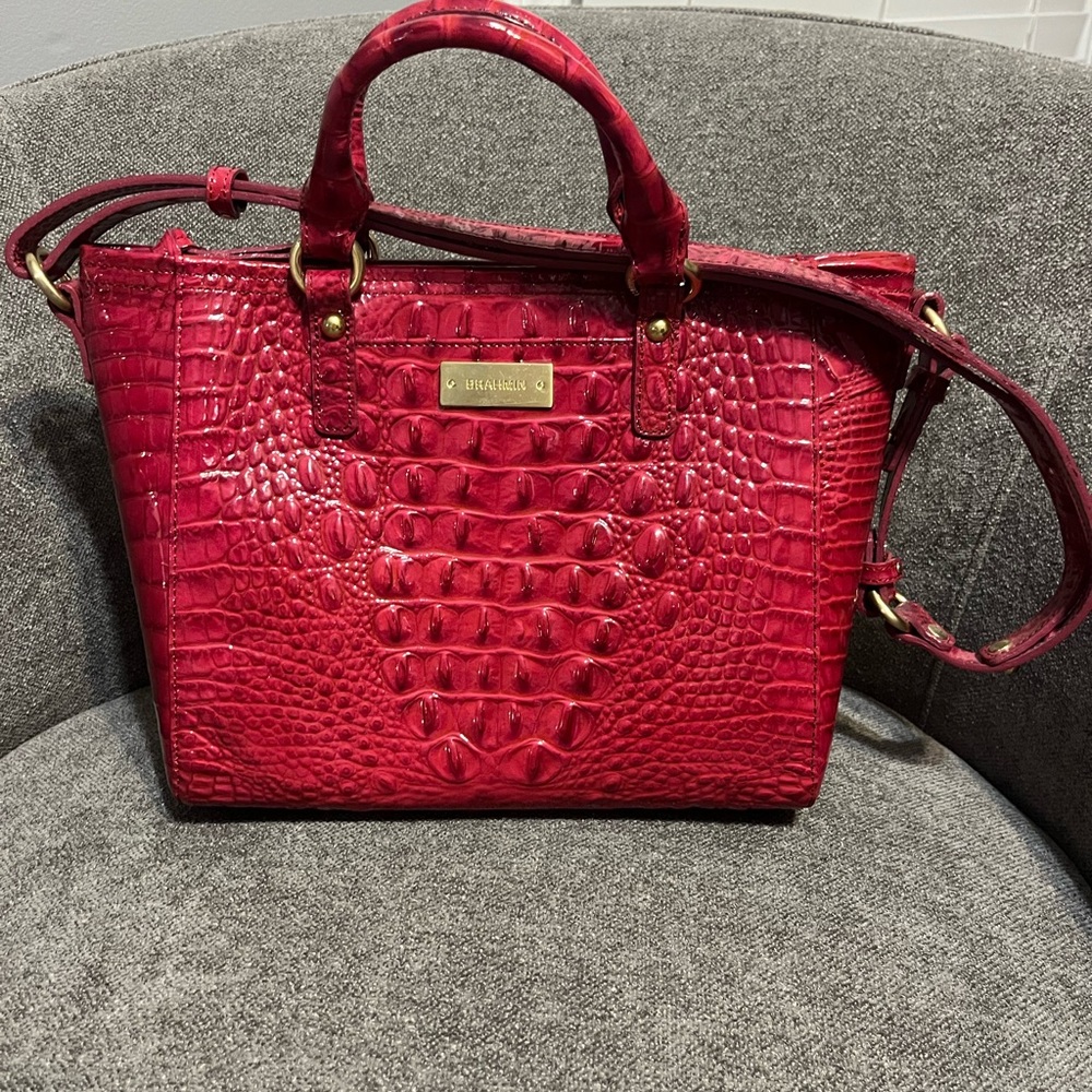 Brahmin Mini Arno Rouge Glossy Melbourne genuine leather handbag
